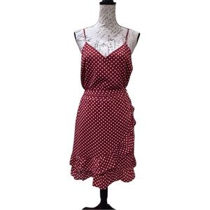Skies Are Blue Red Ruffled Tie Front Sundress Size Large